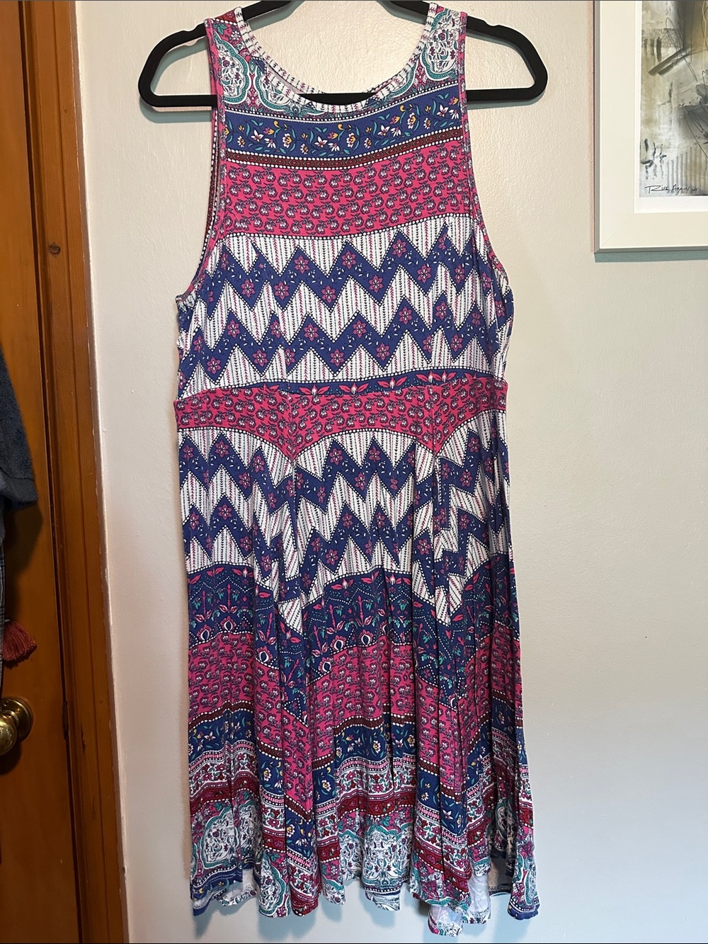 torrid Pink, Navy & White Patterned Midi Dress